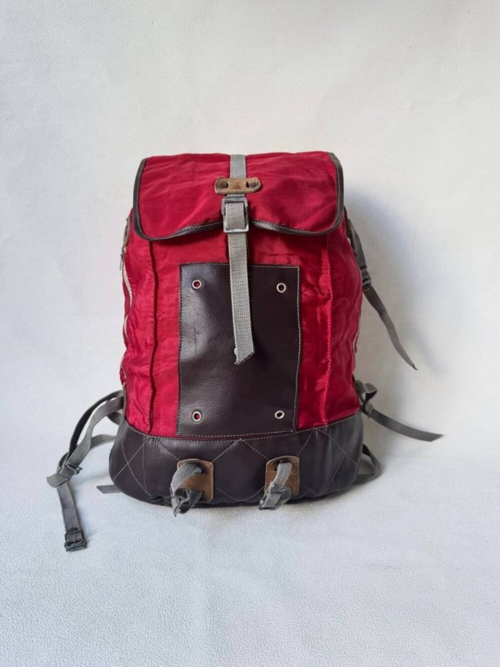 Vintage Red & Brown Backpack